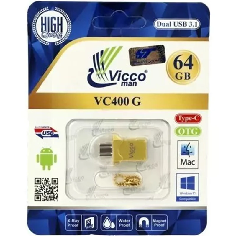 فلش 64 گیگ ویکومن Vicco Man VC400 OTG Type-C USB3.1
